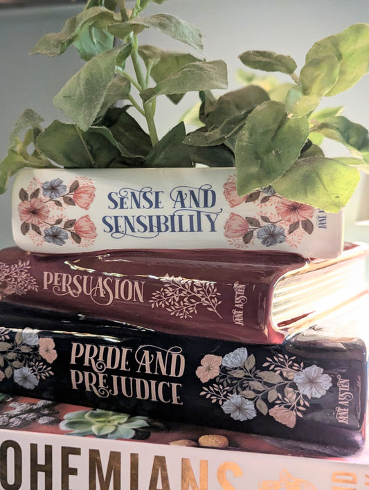 Stacked Books Planter, Jane Austen