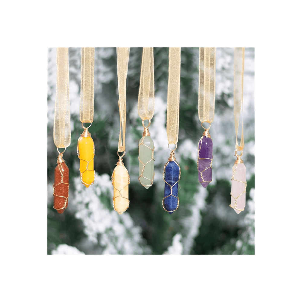 Set of 7 Hanging Crystal Tree Decorations - The Energy Emporium