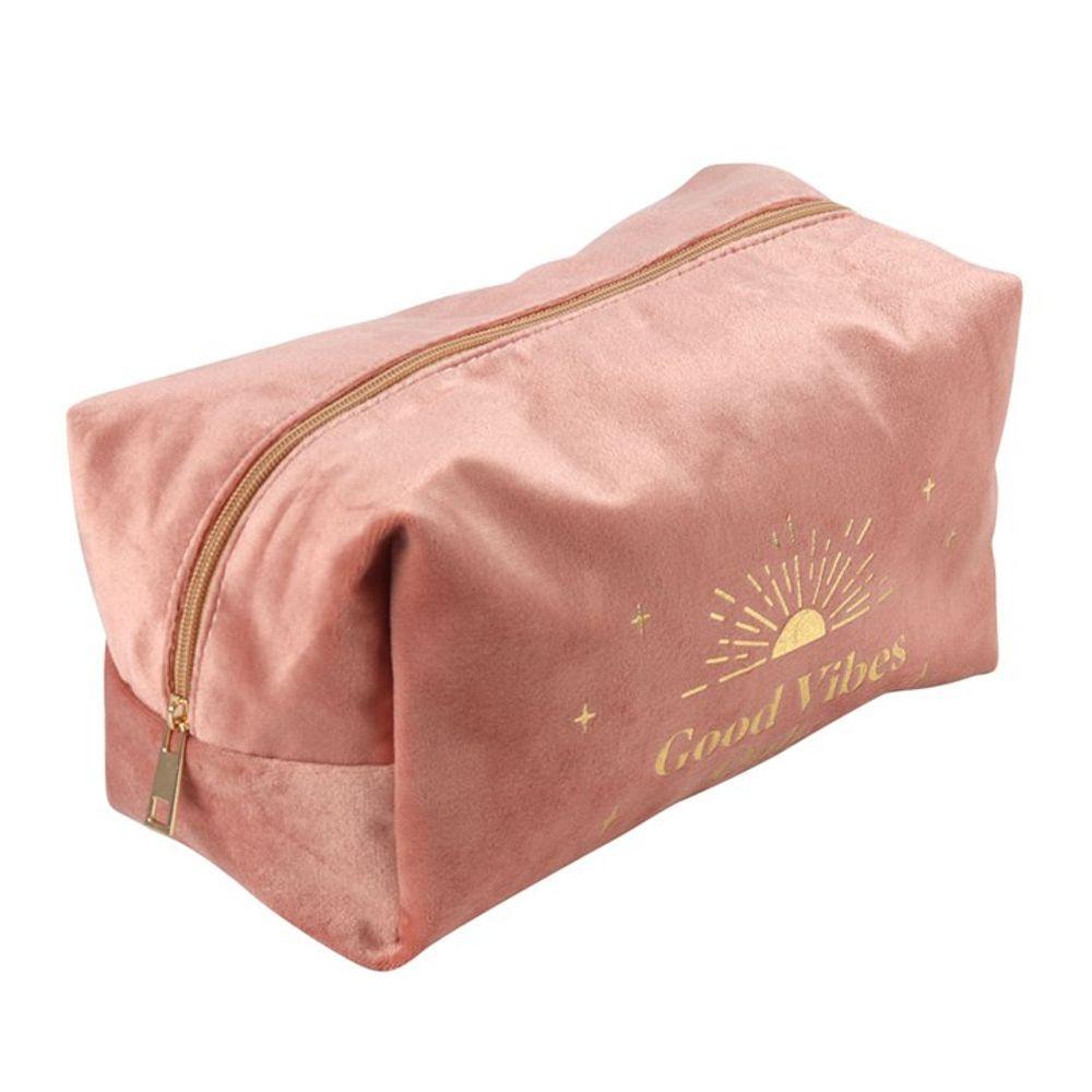 Good Vibes Only Velvet Toiletry Bag - The Energy Emporium