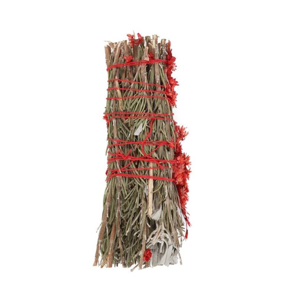 6in Ritual Wand Smudge Stick with Rosemary, Sage and Red Jasper - The Energy Emporium