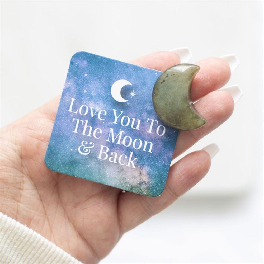 Love You to the Moon Labradorite Crystal Moon in a Bag - The Energy Emporium