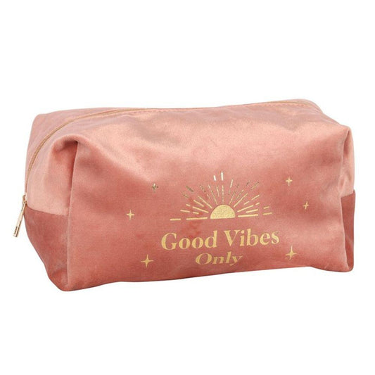 Good Vibes Only Velvet Toiletry Bag - The Energy Emporium