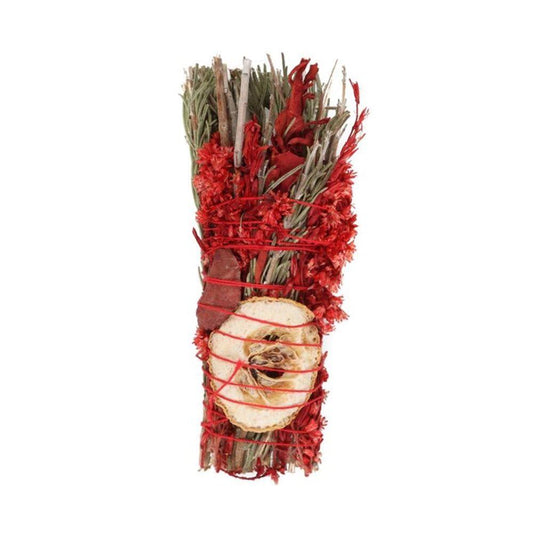 6in Ritual Wand Smudge Stick with Rosemary, Sage and Red Jasper - The Energy Emporium